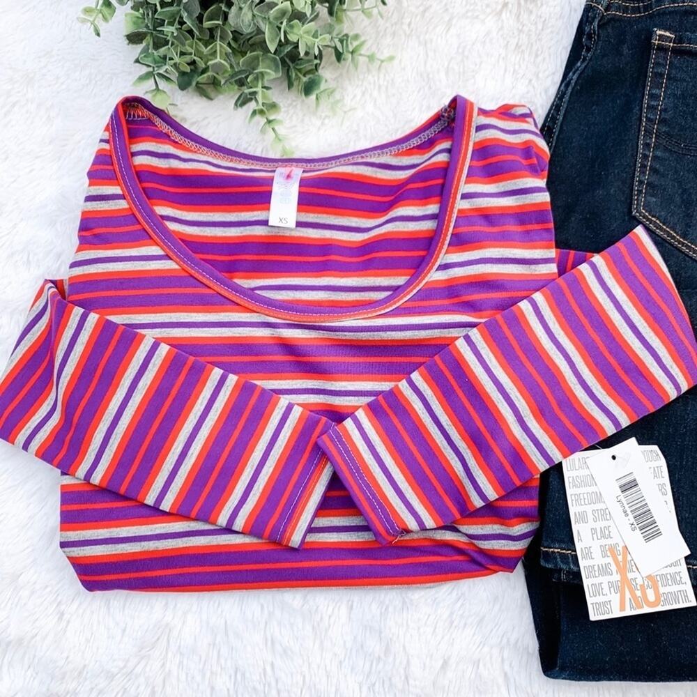 LuLaRoe | Size XS Red/Purple Stripe NWT Lynnae Top